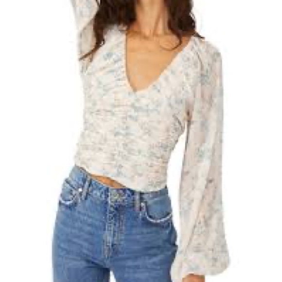 NWT Free People Final Rose V neck Blouse Rust Combo XS - Picture 10 of 10